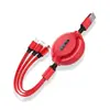 Cable de Carga Tres en Uno, Cable de Carga Rápida Retráctil de Tres Cabezales, Adecuado para Apple Android Huawei Cable de Datos Uno a Tres Venta al por Mayor