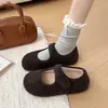 Forro de Felpa 2026 Zapatos de Piel Zapatos de Algodón para Mujer con Falda Velcro Zapatos que Aumentan la Altura Interior Mary Janes Calidez Otoño e Invierno