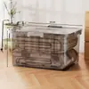 Caja de almacenamiento portátil transparente de gran capacidad, gruesa, para guardar juguetes, aperitivos y ropa.