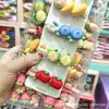 Fofo Fruta Panda Vermelho Gato Morango Banana Mirtilo Maçã Desenho Animado Crianças Grampo Bico de Pato Franja de Aluno do Ensino Fundamental Pente de Cabelo