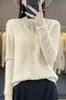 Cárdigan de oreja de trigo 100% lana pura para mujer, nuevo suéter tejido de ropa exterior holgada para otoño e invierno, top holgazán, lana cruda