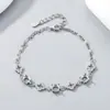 Prata de lei maciça S925, 3 pedras principais, cravação vazia de 5,2 mm, diamante DIY, estilo chinês, novo estilo chinês, pulseira de nuvem auspiciosa e flor de quatro folhas
