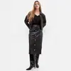 Nova Estilo Primavera e Outono 2025 Saia de Couro PU Estilo de Rua Europeu e Americano Amazon Cross-Border Moda Feminina de Alta Qualidade Saia Reta