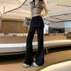 Tiro Real Dulce Fresco Chica Picante Pantalones Casuales Sentido del Diseño Gris Falso Dos Piezas Pantalones de Campana para Mujer Primavera Pantalones de Pierna Ancha