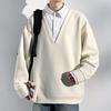 Sudadera Falsa de Dos Piezas con Solapa para Hombre Estilo Old Money Estilo Hong Kong Cuello de Camisa Top W5031 2025