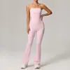 Body Esportivo de Yoga com Decote Halter para Levantar o Bumbum Europeu e Americano, Casual, Micro Flare, Secagem Rápida, Cintura Marcada, Roupa para Corrida, Fitness, Tênis