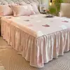Falda de cama de algodón puro engrosada, fresca y simple, pieza única, sábana bajera antideslizante, funda protectora para colchón, funda de algodón puro cepillado Simmons