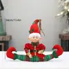 Decorações de Natal Boneco Elfo de Pernas Longas Tecido Vermelho e Verde Boneco Elfo Palhaço Masculino e Feminino Estátua Enfeites