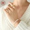 Pulseira Simples de Presente para Namorada de Meninas Corrente Banhada a Ouro Aço Titânio Beads de Pérola de Água Doce Estilo Retrô Resistente à Cor Joia de Mão