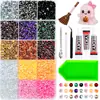 Caja de 24 compartimentos moderna y popular de diamantes de resina jelly de color AB con base plana, empaquetada para arte de uñas DIY, accesorios pequeños, venta al por mayor