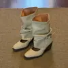 2026 Nuevas Botas de Ballet Desmontables de Doble Uso para Mujer, Zapatos Individuales Estilo Coreano con Lazo, Botas de Tacón Vintage para Pantorrilla Ancha Adelgazantes