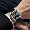 Reloj Multifuncional Chenxi para Hombre Calendario Impermeable Luminoso Reloj para Hombre Cuadrado Correa de Silicona Doble Pantalla Reloj Electrónico Venta al por Mayor