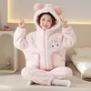 Pijama de flanela quente para meninas outono e inverno, novo design de desenho animado, roupa de casa solta e fofa, fleece de coral, para meninas