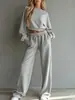Conjunto de Sudadera Casual Minimalista de Manga Larga y Corta y Pantalones de Pierna Ancha, Nuevo Otoño/Invierno, Cruz Europea 2026
