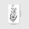 Boceto Mariposa Flor Rama Tatuaje Pegatina Blanco y Negro Puntos Líneas Flores Hojas Suave Nicho Impermeable Tatuaje Pegatina