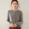 Novo Cardigã de Cashmere Feminino Gola Redonda Manga Longa Tricô Casual Confortável Manga Longa Peça Externa Solta Camada Base Suéter