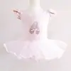 Ropa de Baile para Niños Manga Corta Ballet Vestido de Copa Abullonada Ropa de Actuación Ropa de Práctica y Examen de Ballet Dividida para Niños