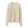 Cárdigan de Cachemira para Mujer 100% Cachemira Pura Otoño e Invierno Estilo Nuevo Cuello en V Profundo de Manga Larga Delgado y Versátil Chaqueta Suéter de Punto