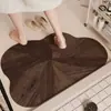 Alfombrilla absorbente semicircular para entrada de baño, felpudo antideslizante para inodoro/lavabo, alfombrilla de tierra de diatomeas con imitación de veta de madera, en stock