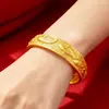 Venda Ao Vivo Kuaishou 999 Pulseira de Jade Dourado Imitação com Padrão de Estrela, Design Aberto, Joia de Pulseira Simples e Fashion Atacado