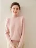 Suéter feminino de caxemira macia e cerosa, meia gola alta, grosso, cor sólida, solto, casual, ombro de sela, outono e inverno, nova camisa básica