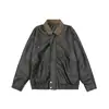 Yidao Vintage 2025 Otoño Nuevo Retro Americano Desgastado Deconstruido Patchwork Bloque de Color Cuello Solapa Holgada Chaqueta de PU para Hombre