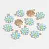 Pequena Flor Margarida Liga Esmalte Pingente Acessórios para Joias DIY Pulseira Colar Chaveiro Brinco Acessórios