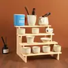 Estante de Almacenamiento para Escritorio Desordenado, Soporte Multifuncional para Exhibición de Figuras y Cajas Misteriosas, Estante de Exhibición de Madera Maciza Pura, Estante para Exhibición de Suculentas, Estante para Tazas de Té y Tetera