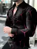 Roupas Masculinas Europeias e Americanas Primavera e Outono 2025 Novas Camisas Casuais Tendência Masculinas de Manga Longa Camisas de Tamanho Grande Camisas com Estampa 3D