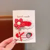 Pinza Roja de Oso de Peluche con Rizos para Año Nuevo para Niñas Pequeñas, Lindo Pin Bb, Pinza para el Cabello Dulce con Lazo de Celebridad de Internet para Flequillo de Bebé