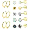 Venta al por mayor de fábrica Pendientes de tuerca de acero inoxidable Pendientes redondos simples Set de pendientes Huazi Joyería para perforaciones de piedras preciosas europea y americana transfronteriza