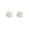 Pendientes de Flor Blanca con Púa de Plata 925 para Mujer Verano de Gama Alta Elegantes Pendientes de Camelia Pendientes Exagerados de la Costa Francesa