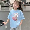 100% Algodón 2026 Nuevo Estilo Niños Bebé Elegante Versátil Casual Top para Niña Ropa de Verano para Niñas Camiseta de Manga Corta