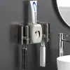 Dispensador Automático de Pasta de Dientes Simple Montado en la Pared con Operación de un Solo Toque, Incluye Dos Vasos y Set de Soporte para Cepillos de Dientes