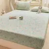 Conjunto de Lençol de Baixo com Elástico em Gaze Dupla de Três Peças, Toque de Algodão Puro, Protetor de Colchão para Todas as Estações, Cobre-Cama de Cobertura Total, Peça Única, Grau Materno e Infantil