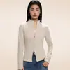 Sudadera con cremallera y cuello medio para mujer, felpa cepillada, cálida, ajusta la cintura, adelgazante, prenda exterior, capa interior térmica, otoño e invierno