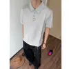 Camiseta Retro Americana de Peso Pesado Color Turquesa de Manga Corta para Hombre, Estilo Cleanfit Verano 2026, Camisa Polo de Media Manga Fresca y Elegante