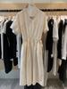 Wensen Online Estilo Coreano Vestido Casual Holgado de Cuello en V para Mujer Verano Bolsillo con Solapa Diseño Pantalón Falda Larga de Manga Corta 69682