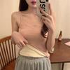 Camisola térmica de otoño e invierno para mujer, forro polar, base interior gruesa, ropa exterior, espalda estrecha, ropa interior a rayas a prueba de frío para mujer