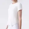 Camiseta de Yoga Redonda de Verano, Fresca y Transpirable, Manga Corta Antibacteriana 7A, Sencilla y Versátil, Camiseta Deportiva para Correr con Bloques de Color