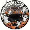 Decoración de Halloween Popular Transfronteriza Linterna de Calabaza Guirnalda de Esqueleto Colgante de Disco Acrílico Decoración de Ventana Decoración de Letrero de Porche