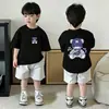 Camiseta de Algodão Puro de Manga Curta, Novo Estilo 2026, Verão, Fina, para Crianças de Meia-Idade e Grandes, Roupas Infantis, Camiseta Casual de Manga Curta para Meninos, Roupa de Verão