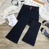 Jeans skinny feminino primavera novo cintura alta stretch slim fit casual retro cinza cimento calças calças flare