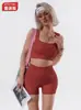 Conjunto de Shorts de Yoga Esportivos Sem Costura para Mulheres, Conjunto de Roupas Fitness com Fio, Colete Esportivo para Uso ao Ar Livre, Shorts Levanta Bumbum Cor de Pêssego