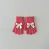 Guantes Infantiles Yipan para Niñas Invierno Estilo Coreano de Cinco Dedos Cálidos Nuevos Lindos con Lazo Guantes para Niñas