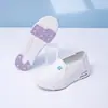 Sapatos de enfermagem, modelo feminino em couro, adequados para todas as estações, com amortecimento duplo de ar, solas macias, antiderrapantes, respiráveis, confortáveis para ficar em pé por longos períodos, calçados de trabalho leves e confortáveis