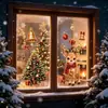 Pegatinas de Navidad, ambiente cálido de invierno, copos de nieve, pegatinas electrostáticas de muñeco de nieve para vidrio, renos de dibujos animados, Papá Noel