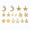 Colgante Hueco de Acero Inoxidable Dorado Trébol de Cuatro Hojas Luna Estrella de Cinco Puntas Colgante Pendientes DIY Llavero Accesorios de Joyería