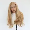 Peluca con front lace, castaño claro, cabello largo y rizado, fibra sintética mate de alta temperatura, directo de fábrica, envío directo de una pieza