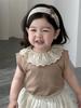 Traje de Verano para Niños Delgado Estilo Coreano Ropa para Niños Camisa de Encaje de Muñeca Falda Corta Conjunto de Dos Piezas Lindo Vestido de Verano para Bebé